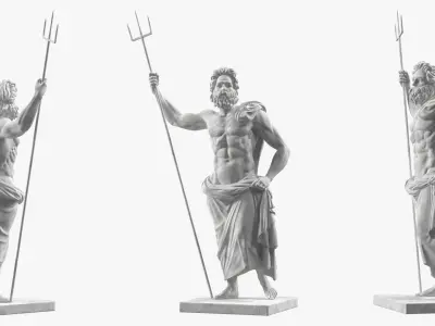 Poseidon Greek God Statue Marble 3D model