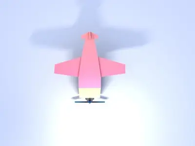 cartoon Aero plane Low Poly Light Aircraft Cessna Airplane 3D model