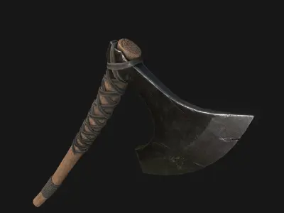 Viking Two Handed Battle Axe - Game ready low poly weapon Low-poly 3D model
