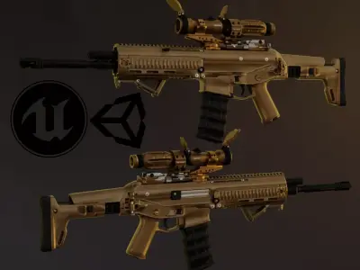 FN SCAR-L 3D model Low-poly 3D model