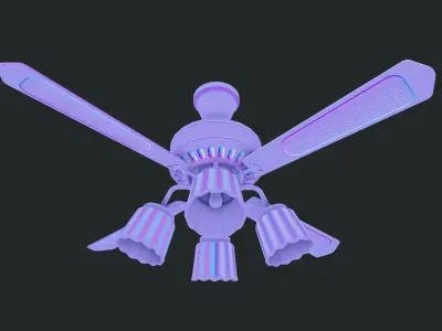 Ceiling Fan with Lamps Shades Low-poly 3D model