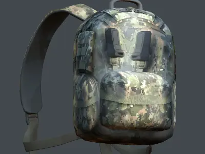 Backpack military combat Black baggage Low-poly Low-poly 3D model 3