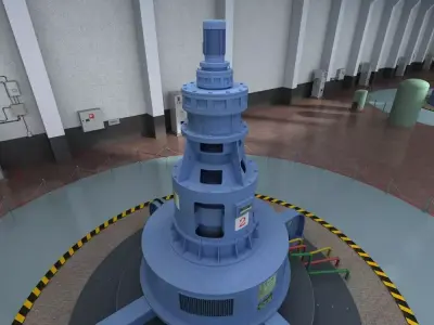 Hydropower Station Turbine Hall 3D model