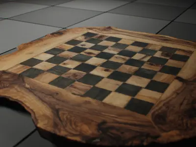 Handmade Vintage Wooden Chess Board 3D model
