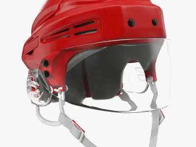 Red Hockey Helmet 3D model