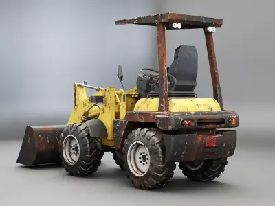 Small Used Agricultural Wheeled Loader Low-poly 3D model