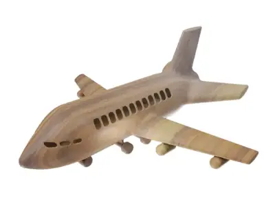 Wooden Toy Aeroplane Low-poly 3D model
