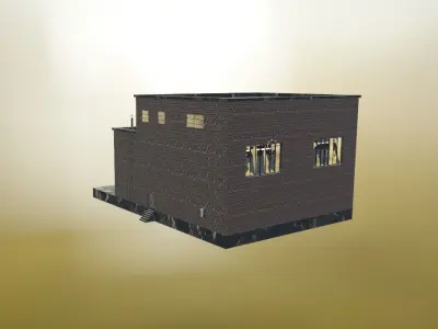 Industrial Brick Building with Interior Free 3D model