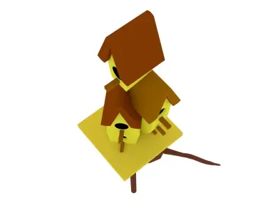 Birdhouse LOW POLY on tree Low-poly 3D model