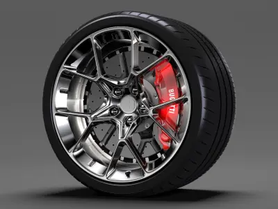 Bugatti Chiron wheel 4 3D model