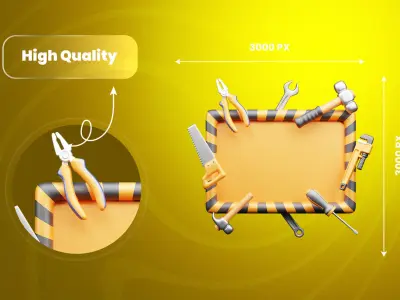 Labour Day 3d Illustration Icon Pack 3D model purchase