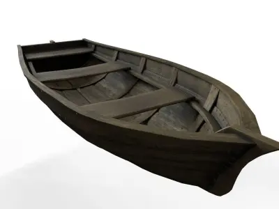 Wooden Boat Low-poly 3D model