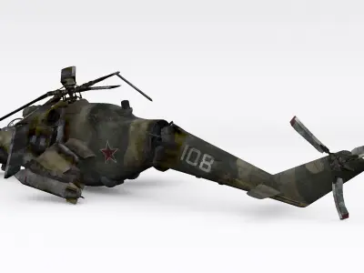 Aircraft Crashed Mi-24 Low-poly 3D model