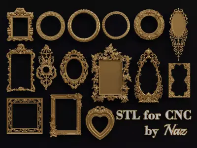 15 Ready to Use STL Files of Mirror and Photo Frames for CNC 3D model