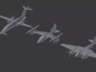 plaines group of planes Free 3D model
