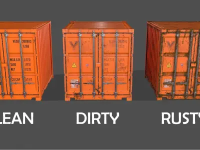 PBR 10 ft Storage Container - Orange Low-poly 3D model