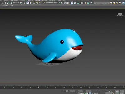 Low Poly - Cartoon Whale Rigged Low-poly 3D model