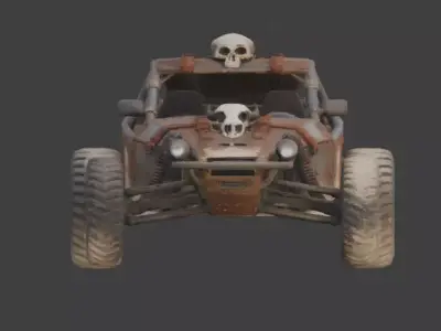 Post-Apocalyptic Skull Sand Buggy Low-poly 3D model