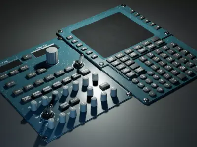 Airplane Radio panel and Flight Managment Computer low-poly Low-poly 3D model