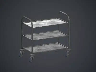 Industrial Tray Trolley 1 PBR Game Ready Low-poly 3D model