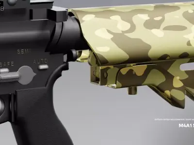 M4A1 SOPMOD Rifle with EOTech G33 Combo Free low-poly 3D model
