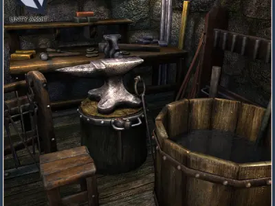 Medieval Blacksmith Tools Low-poly 3D model purchase