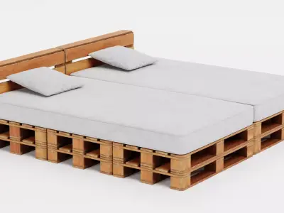 Pallet Furniture - Wooden Lounge Seating Set 3D model