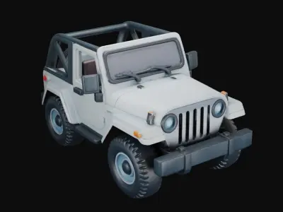  White Jeep 3D Model Low-poly 3D model