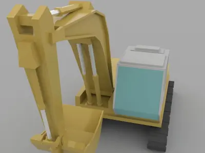 Excavator Low Poly Model construction crane Low-poly 3D model