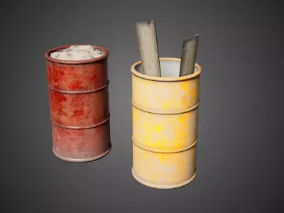 Metal Barrel Industrial Props 3D model
