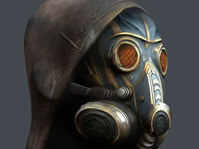 Gas mask helmet 3d model military combat Low-poly  Low-poly 3D model