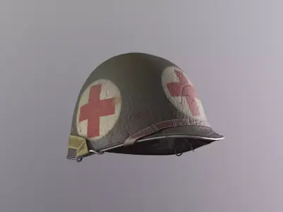 WW2 Medic Helmet Low-poly 3D model