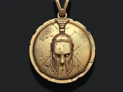 Spartan Helmet Shield pendant 3D print model