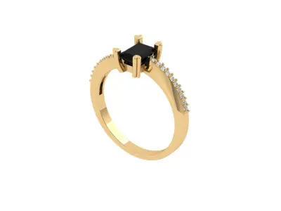 Emerald Solitaire Ring 3D print model 31