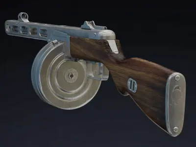 PPSh-41 Low Poly wooden gun Low-poly 3D model
