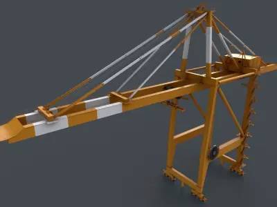 PBR Quayside Container Crane V2 - Yellow Dark Low-poly 3D model