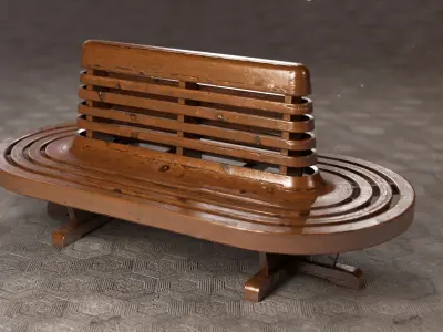 Antique wooden bench 3D model purchase