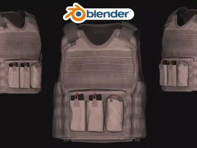 Bulletproof Military Vest Low-poly 3D model purchase