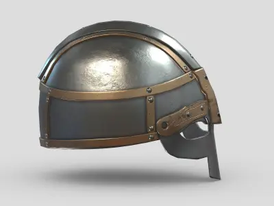 Medieval Helmet 09 Low Poly PBR Realistic  Low-poly 3D model