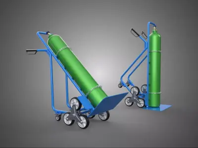 BLUE GREEN GAS CYLINDER TANK STAIR CLIMBER HAND TRUCK DOLLY CART 3D model