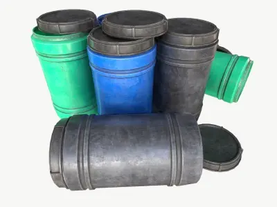 industrial plastic barrel Low-poly 3D model