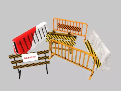 Road block Low-poly 3D model