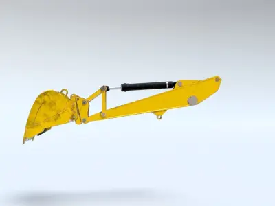 Rigged Hydraulic Excavator or Digger Arm and Bucket or Claw Low-poly 3D model
