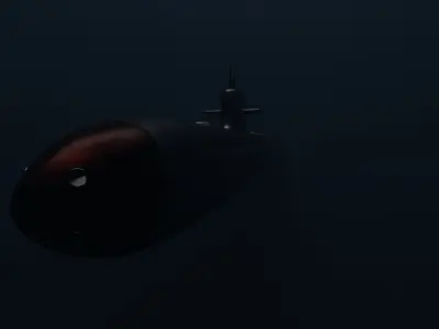 Simple Silver and Red Submarine Free 3D model