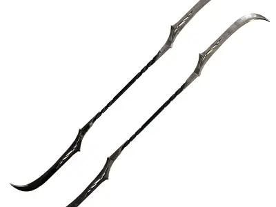 Elven Two - bladed Glaive Low-poly 3D model