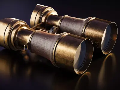 Vintage Brass Binoculars 4K 3D model