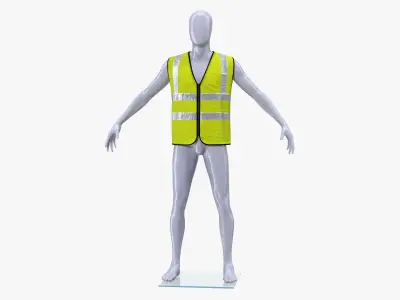 Mannequin with Yellow Hi Vis Safety Vest 3D model