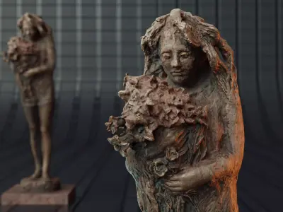 Old bronze statue Photoscan Low-poly 3D model