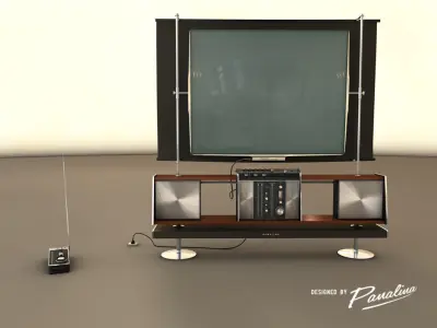 Huge flat screen vintage television - 3d model 3D model