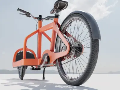 Cargo Bike Orange Low-Poly and Rigged Version  Low-poly 3D model